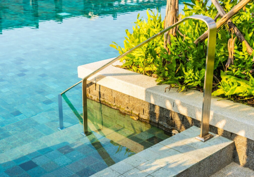 Freshly tiled swimming pool with modern finish